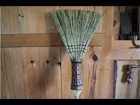 Making a wildwood broom with hickory bark braid