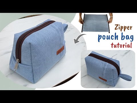 how to make denim zipper pouch bag tutorial from old jeans, cosmetic pouch bag patterns & tutorial