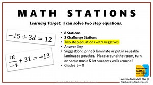 MATH STATIONS Two Step Equations