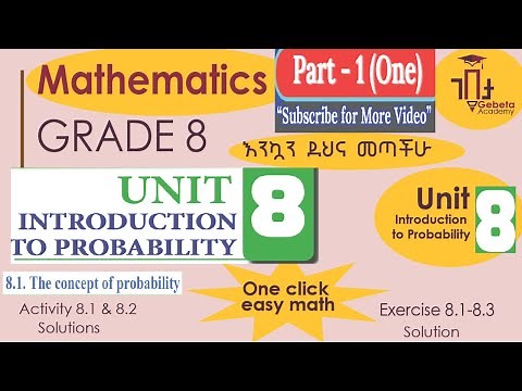 Grade 8 Maths Unit 8 Introduction to Probability Part 1 Full Answers for Exercises and Activities