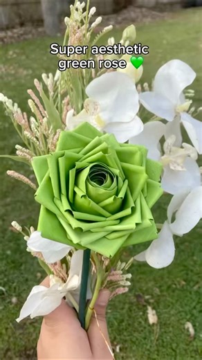 Green paper rose | how to make rose from paper | flower making with paper #greenrose #shorts
