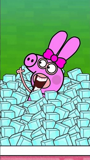 Ice Pool Challenge - Peppa Pig Funny Animation #shorts #viral #animation #funny