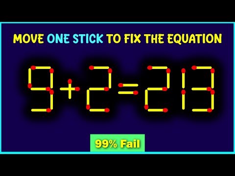 Matchstick puzzle with answer | Math puzzle game | Fix The Equation by moving 1 stick | Improve IQ