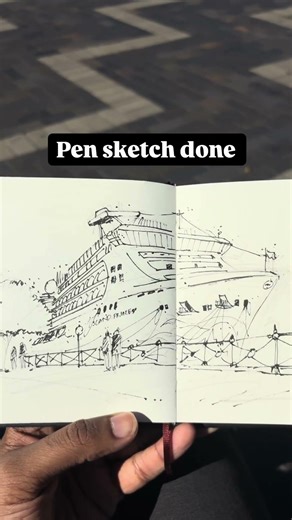 Cruise ship urban sketch tutorial #urbansketch #drawing #watercolor #artist