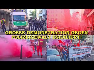 [LARGE DEMO AGAINST POLICE VIOLENCE] Smoke bombs and paint bombs thrown at police station | Mannheim