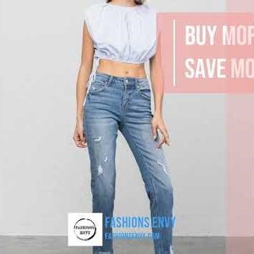 Mid-Rise Slim Girlfriend Jeans with Ripped Details