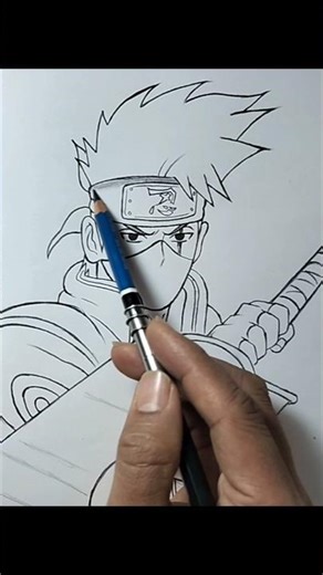 Kakashi Drawing with Executioner's Blade #drawing #art #kakashi #howtodraw #shorts #ytshorts