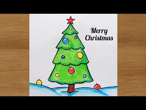 Christmas Tree Drawing Easy 🎄 | Merry Christmas Drawing for Beginners | Step-by-Step
