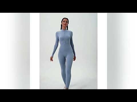 Yoga Boilersuit Long Sleeved Women's Sportswear Gym Zipper Jumpsuits Workout High-i