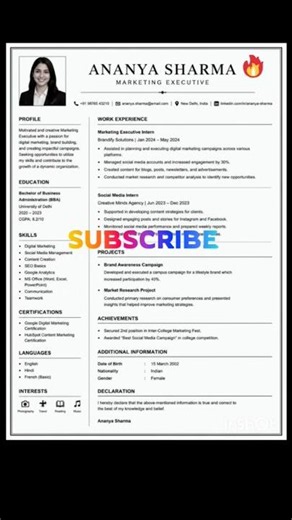 📄 Professional CV Design 2026 ✨ | ATS Friendly Resume 💼 | Best CV Format 🔥