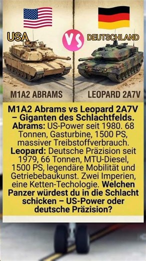M1A2 Abrams vs Leopard 2A7V — US-Power oder deutsche Präzision? 🇺🇸 vs 🇩🇪 #shorts