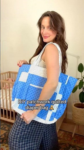 DIY patchwork quilted diaper bag! 🧸🫧 pattern: Simplicity CS9299 #sewing #sewingprojects #quilting