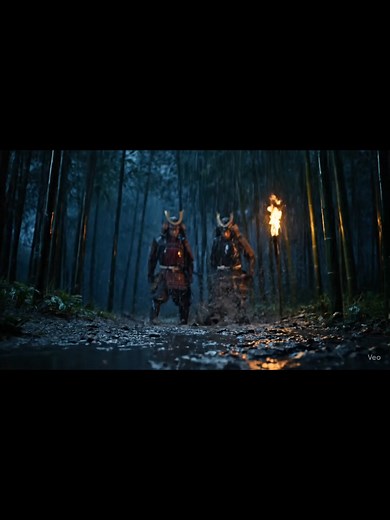Legendary Samurai Duel in Stormy Bamboo Forest