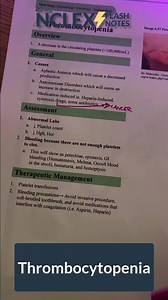 Thrombocytopenia is a blood disorder characterized by a low platelet count, increasing the risk of bleeding and bruising, and can result from various underlying conditions. Get NCLEX Flash Notes here: https://nursing.com/nclex-flash-notes | NURSING.com