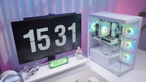 RUIX OV603 ATX Mid-Tower PC Case, Spacious High-Airflow Gaming Case with 4 x 120mm PWM ARGB Fans, USB 3.0 & Type-C Ports, Tempered Glass, Large Capacity Computer Case - Black