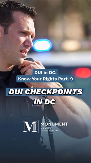 Monument Legal on Instagram: "Know Your Rights Part 9: DUI Checkpoints in DC DUI checkpoints can catch drivers off guard. You may be driving home late, minding your own business, when traffic suddenly funnels into cones, flashing lights, and uniformed officers asking questions. For many people, this moment triggers anxiety. The good news is that while DUI checkpoints are legal in Washington DC, police power at checkpoints is limited. There are strict rules officers must follow, and knowing your 