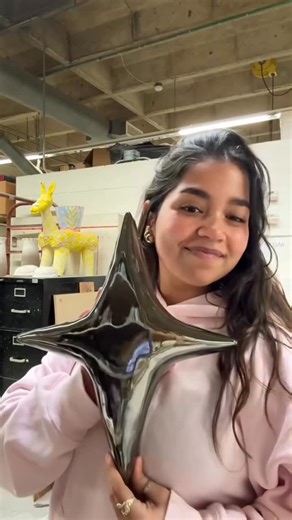 Isa Valencia ♡ on Instagram: "Final result of my 3D Ceramic Chrome Star!! IM OBSESSED WITH HOW IT LOOKS😭❤️ Literally can’t wait to see it up on my wall ✨ What do u guys think??!! . #ceramics #pottery #ceramicwallart"