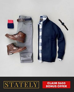 2.3K reactions · 81 shares | It’s time to elevate your everyday look. Stately delivers complete, stylist-curated outfits from premium menswear brands for one low price. For a limited time - get up to $600 worth of bonus apparel in your first three boxes with code 3BOXBONUS at checkout. No commitments, styling/shipping fees, or retail markup.Offer ends soon! | Stately | Facebook
