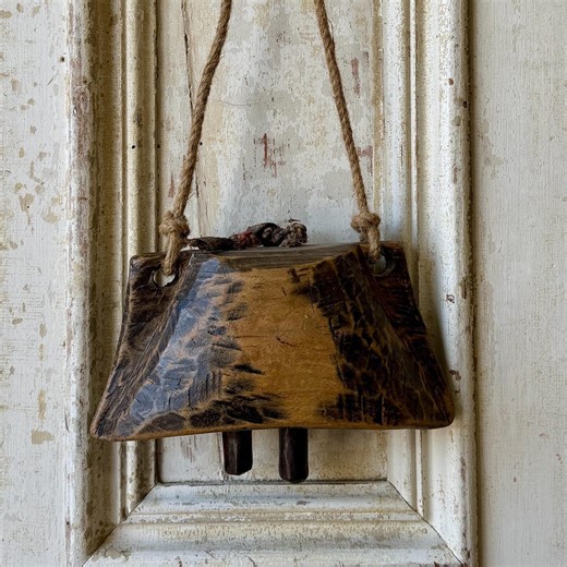 Large Vintage Hand Carved Wood Cowbell Bell Primitive Rustic - Etsy