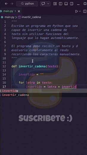Cómo invertir un texto en Python (sin usar funciones automáticas) 🐍