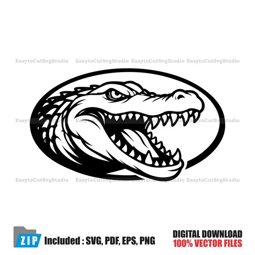 Alligator Head SVG: Crocodile Mascot Logo Illustration (digital Download) - Etsy