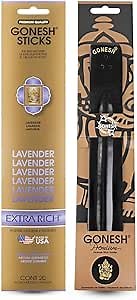 Gonesh - Extra Rich Scented Incense Sticks and Black Wood Burner Bundle - Lavender - 100 Pack & 10” Incense Holder