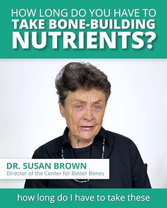 82 reactions · 14 shares | If you are taking nutrient supplements for your bone health, you may have wondered how long you will need to keep taking them. Dr. Brown tells you what you need to know in this video! Learn more about bone-building nutrients on the blog: https://www.betterbones.com/category/bone-nutrition/ | Better Bones, Better Body: Osteoporosis & Osteopenia | Facebook