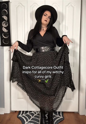 Dark Cottagecore Outfit inspo for all of my witchy curvy girls ✨🖤🍃 . . . . #TikTokCreatorSearchInsightsIncentive #darkcottagecore #witchyoutfit #cottagecore #outfitinspo