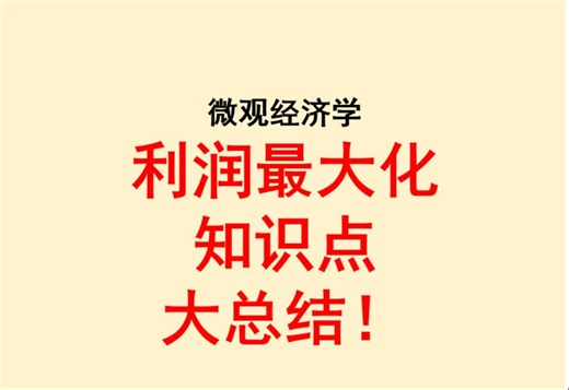 知识点大总结：利润最大化专题！