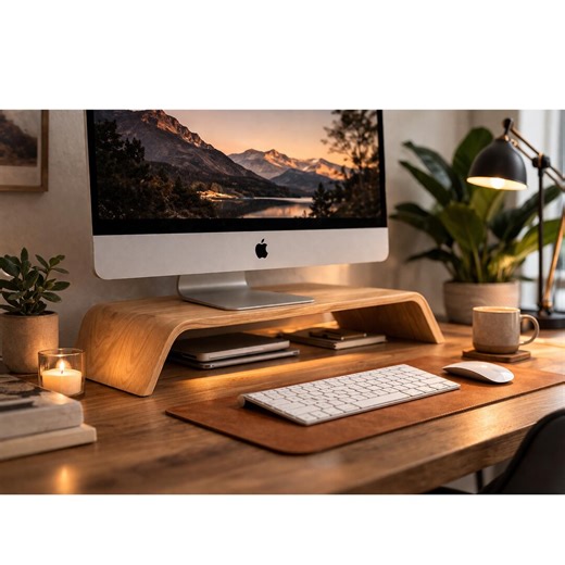 Wooden Monitor Stand Riser, Minimalist Computer Stand, Desk Shelf Organizer - Etsy