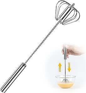 Stainless Steel Semi-Automatic Whisk, 2024 New Stainless Steel Egg Whisk Hand Push Rotary Whisk Blender, Hand Push Mixer Stirrer Tool for Cooking Kitchen Home Egg Milk (10in)