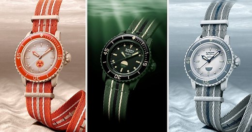 Every watch ever released in the Blancpain x Swatch Fifty Fathoms collection