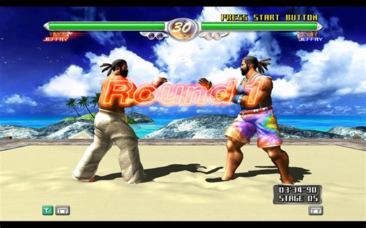 街机《VR战士4》初版 澳洲壮汉猛男JEFFRY通关视频