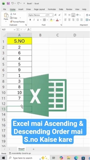 Ascending & Descending Order in Excel😎||Advance Excel🔥||#excel #exceltips #exceltricks #computer