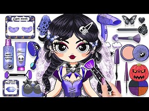 ✨Paper DIY✨ Dark Bride Wednesday Friday Addams Skincare + Makeup 💄 Blind Box Unboxing ASMR