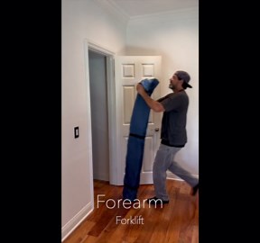 Forearm Forklift Door Jamb Protector Pad with 3 Sewn-in Steel Spring Clips, 72" L x 24" W, Blue/Light Blue