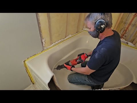 Fiberglass Corner Jacuzzi Bathtub Time Lapse Destruction using a Sawzall for Bathroom Remodel DIY