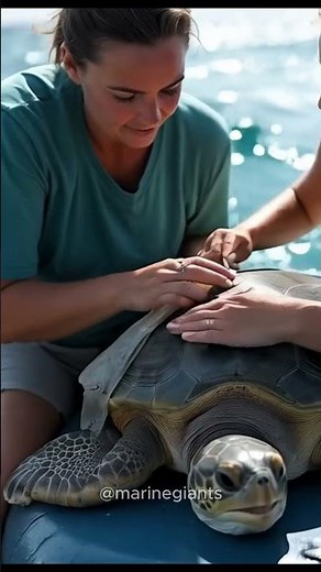 Watch the heartwarming moment a sea turtle trapped in a plastic bag is rescued. 🌊🐢