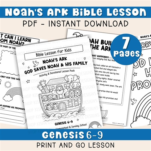 Noahs Ark Printable Primary Lesson Kid Scripture Lesson Bible Story Activity Sunday School Coloring Christian Homeschool Bible Study Guide - Etsy