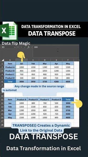 Data Transpose | Transform Data in Excel #shorts