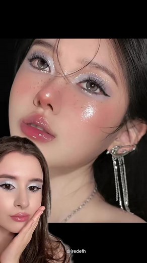Pastel Blue Makeup Tutorial | Glitter Makeup | 小红书 ID:635578769