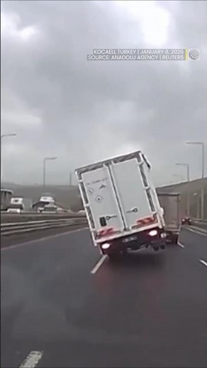 Watch winds flip trucks on highway as storm batters Turkey