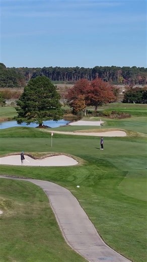 Up and out. The perfect touch matters! Think you could get it out from here and on the green? eagleslandinggolf.com | Eagles Landing Golf Course