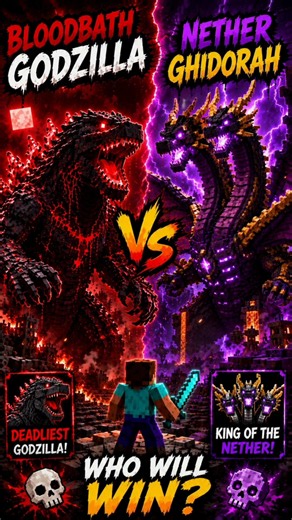 🔥 BloodBath Godzilla vs Nether Ghidorah – Ultimate Kaiju Battle! 🦖👑 #shorts`