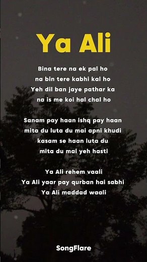 Ya Ali Song Lyrics 🤍✨ #songflare #songlyrics #yaali #lyrics #lyricvideo #hindisong
