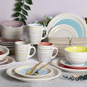 [Hot Item] Colorful Stoneware Dining Set - 16-Piece Elegant Tableware Collection