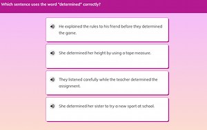 Which sentence uses the word "determined" correctly?He explai... | Filo