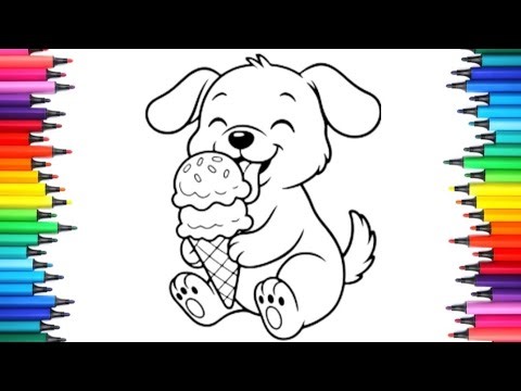 Cute Puppy with Ice Cream 🍦🐶Fun Coloring for Kids 🎨💖🧒