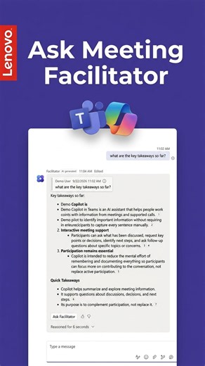 Ask Questions to Facilitator in a Meeting Chat | Lenovo Support's Microsoft Copilot Tips