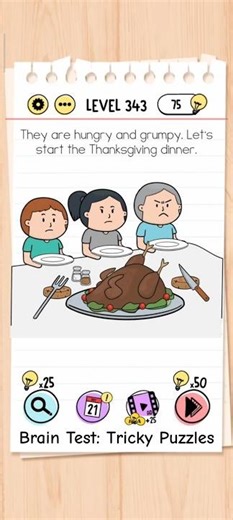 Brain Test Level 343: Hungry Family Thanksgiving Dinner!
